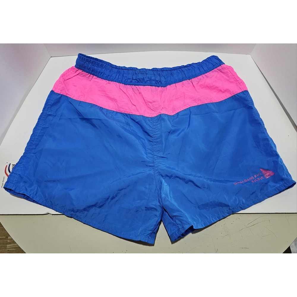 Vintage Men's BYE-BYE Blue/Pink Swimming Shorts XL